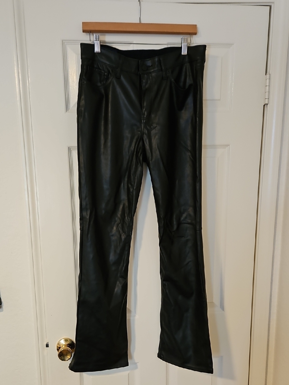 GAP Black Vegan Leather Flare Jeans